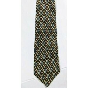 Burberry Ties 100% Pure Silk Brown Blue Floral Hand Sewn in USA Necktie